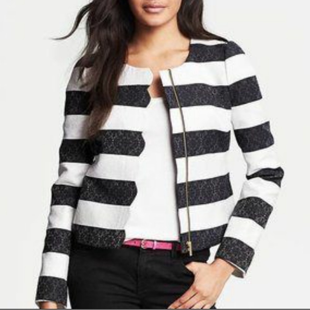 Banana Republic Striped Jacket Zip Work Blazer NWT woman’s size 0